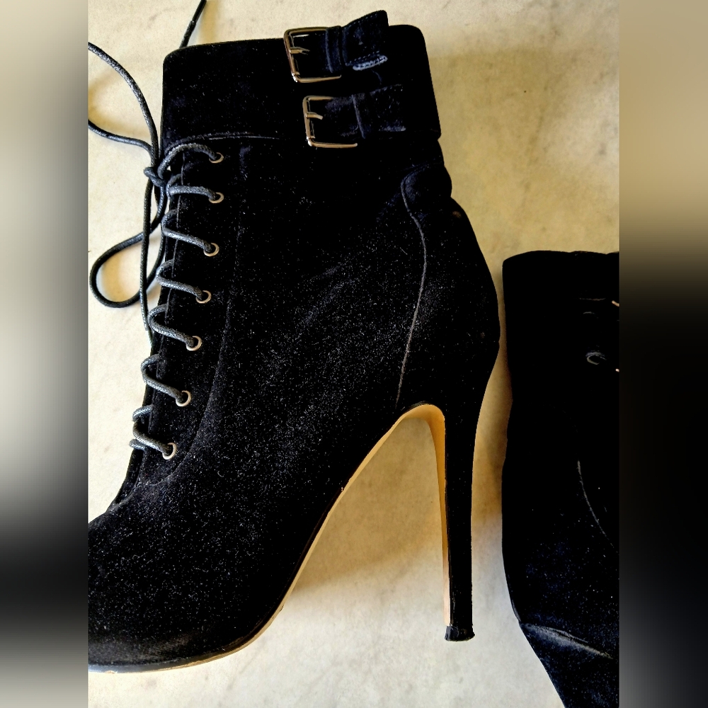 Simmi Black Lace-Up Stiletto Ankle Boots